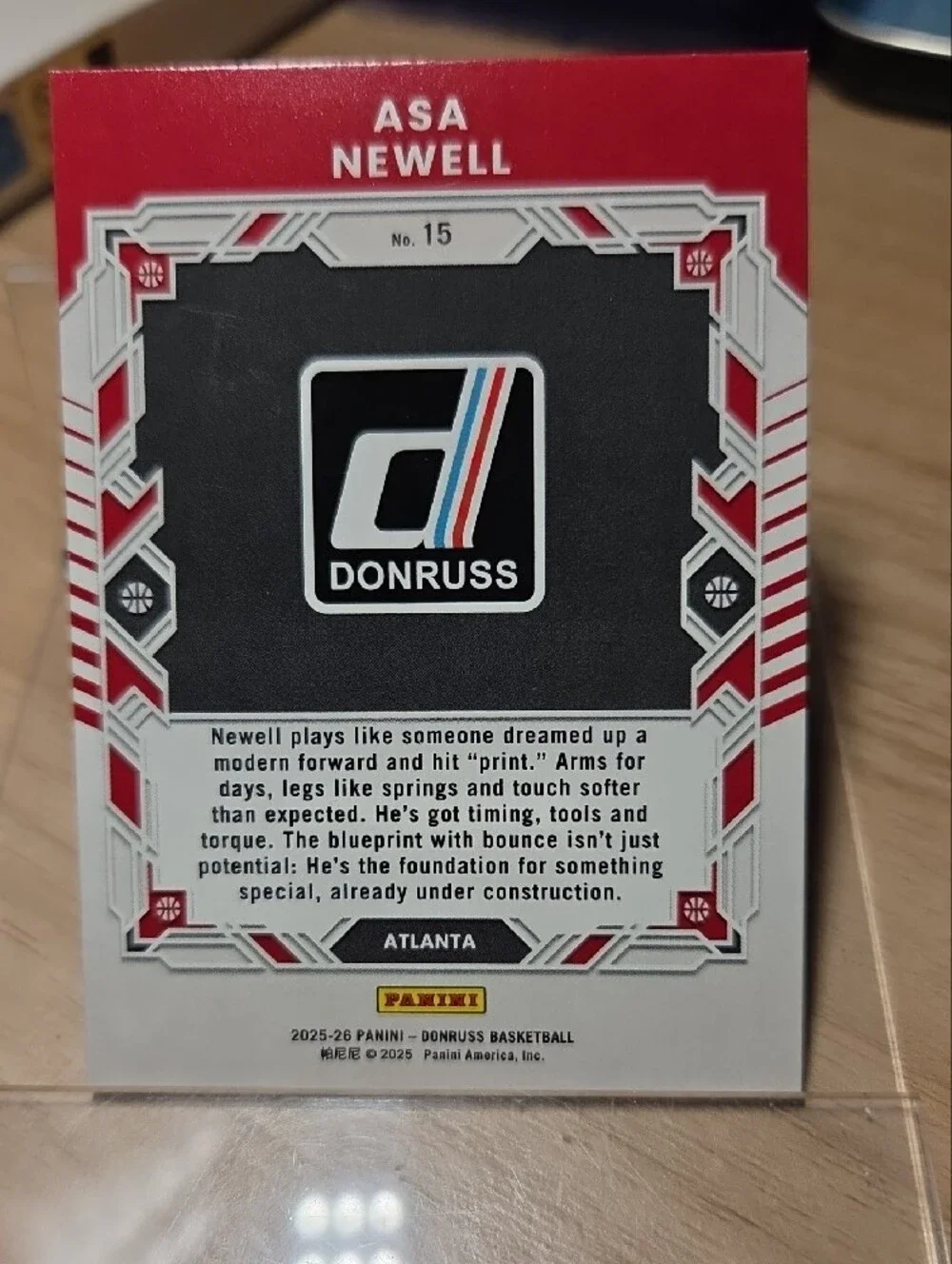 2026 Panini Elite Series Asa Newell Basketball Trading Card - Red, White